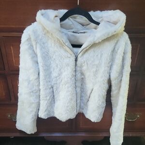 Abercrombie & Fitch Cream Teddy Jacket with Hood